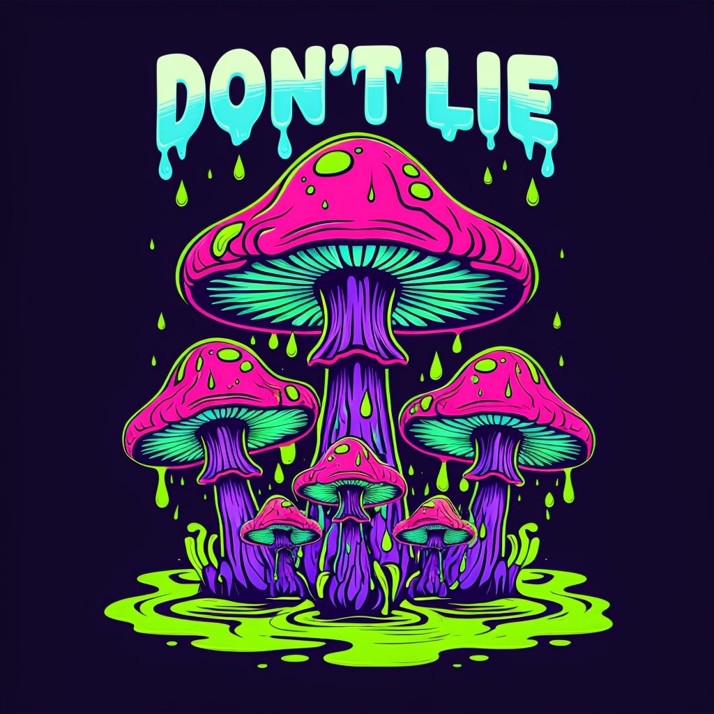 Psychedelic Don't Lie Mushroom Art for T-Shirt