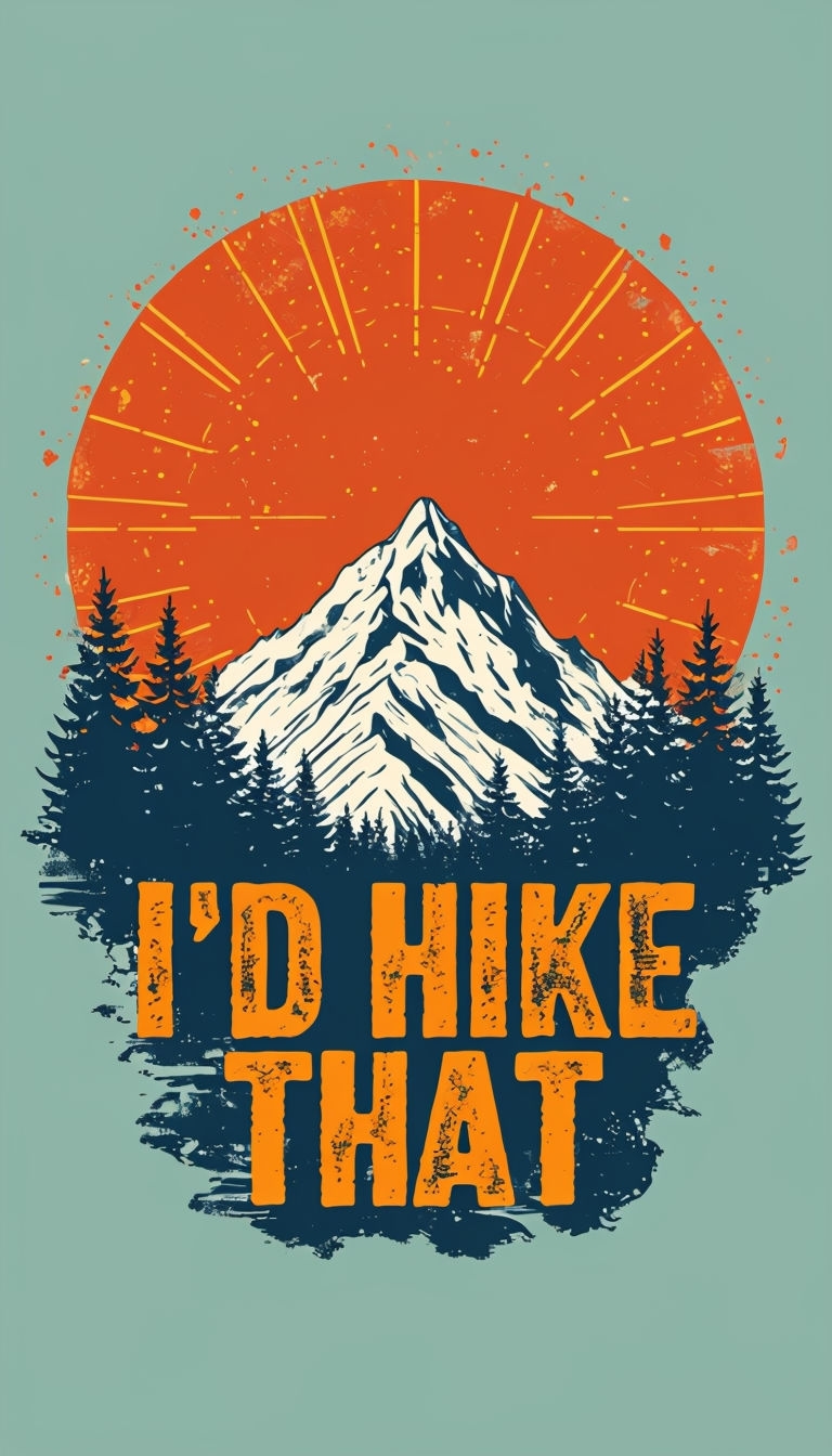 Vintage Adventure I’d Hike That Mountain Poster