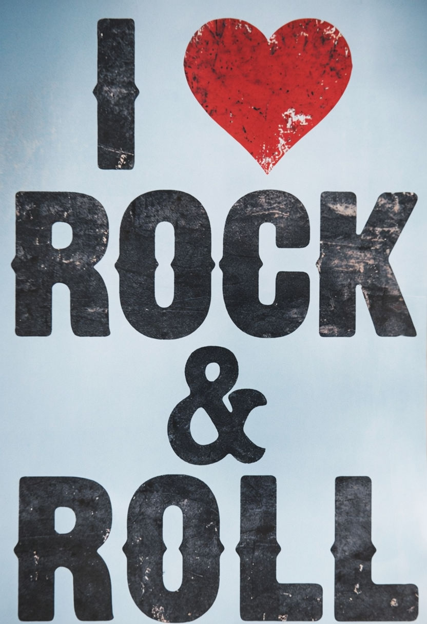 Vintage I ♥ ROCK & ROLL Typography T-Shirt