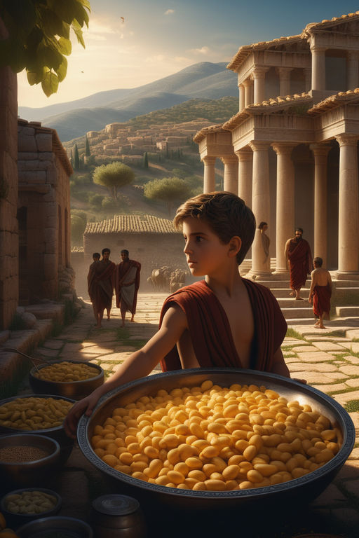 12 years old boy stealing food in ancient Sparta by Emma Smith - Playground