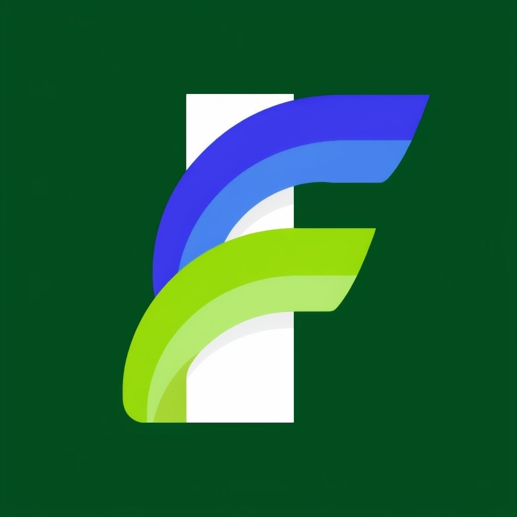 Stylized Geometric Letter F Monogram on Forest Green Background Monogram
