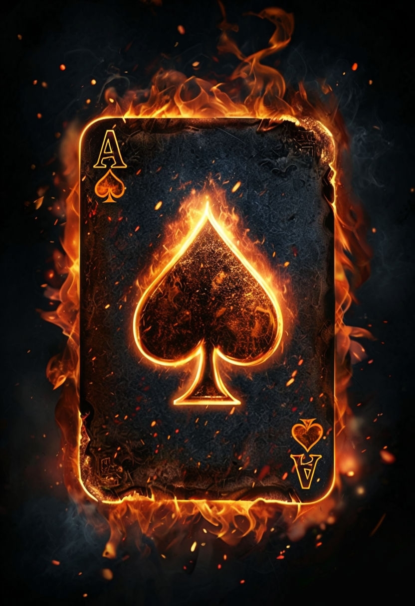 Fiery Ace of Spades Playing Card Digital Art Poster