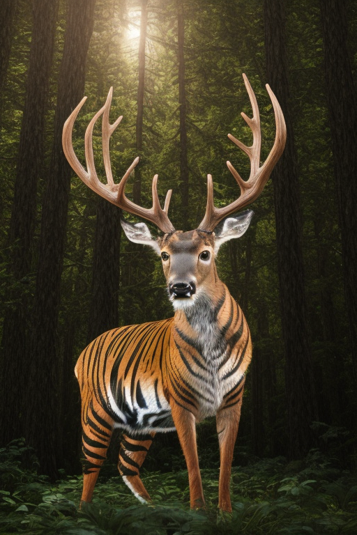 A deer with a skin like that of a tiger stands majestically ... by Kind ...