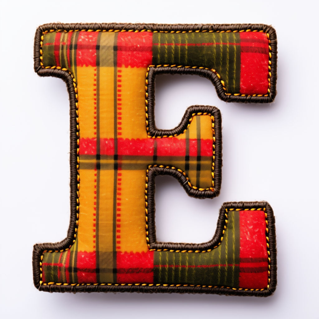 Handcrafted Cozy Plaid Letter E Monogram Art