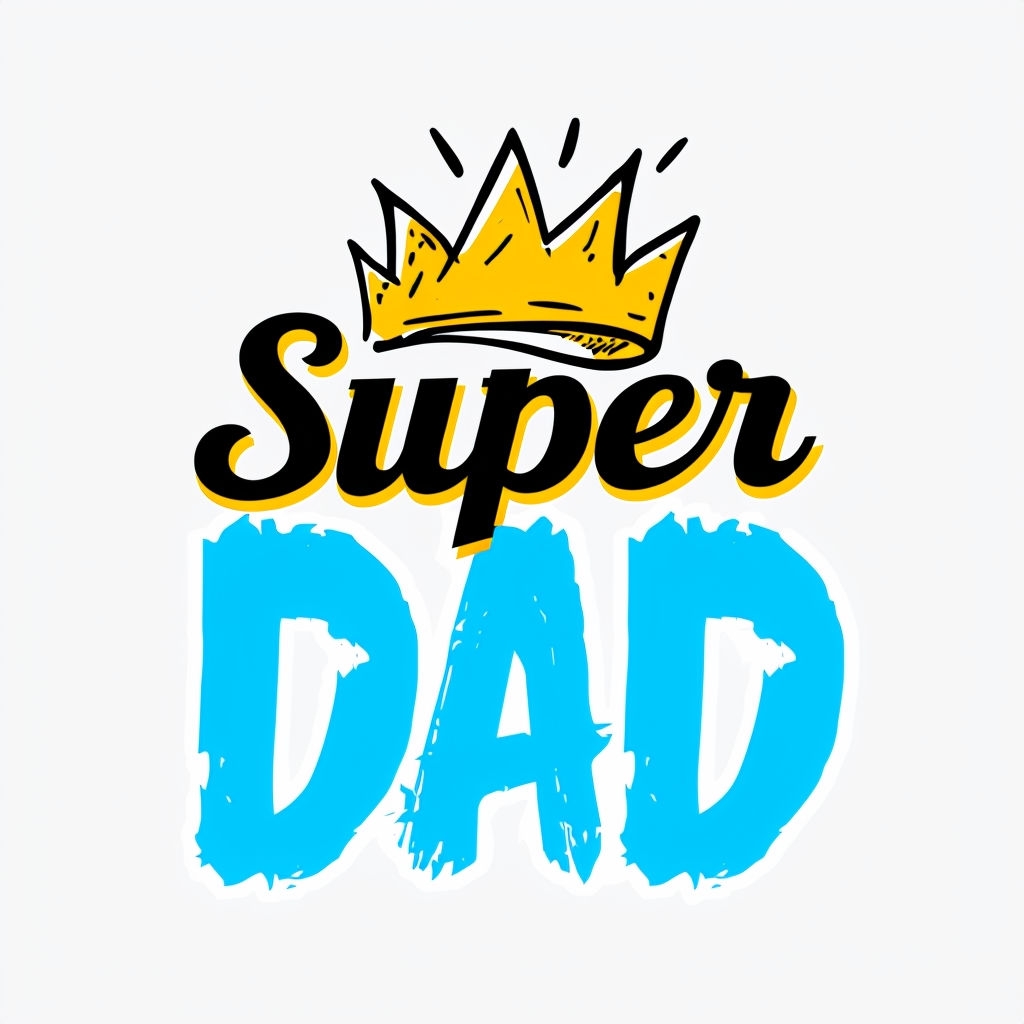 Playful Super DAD Design with Crown Illustration Mug