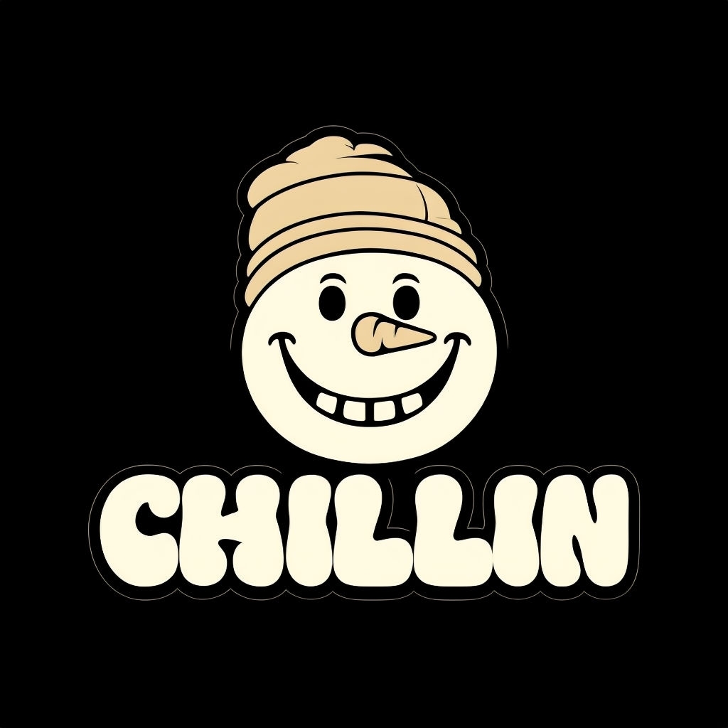 Playful Cartoon Snowman with Chill Vibes Text T-Shirt