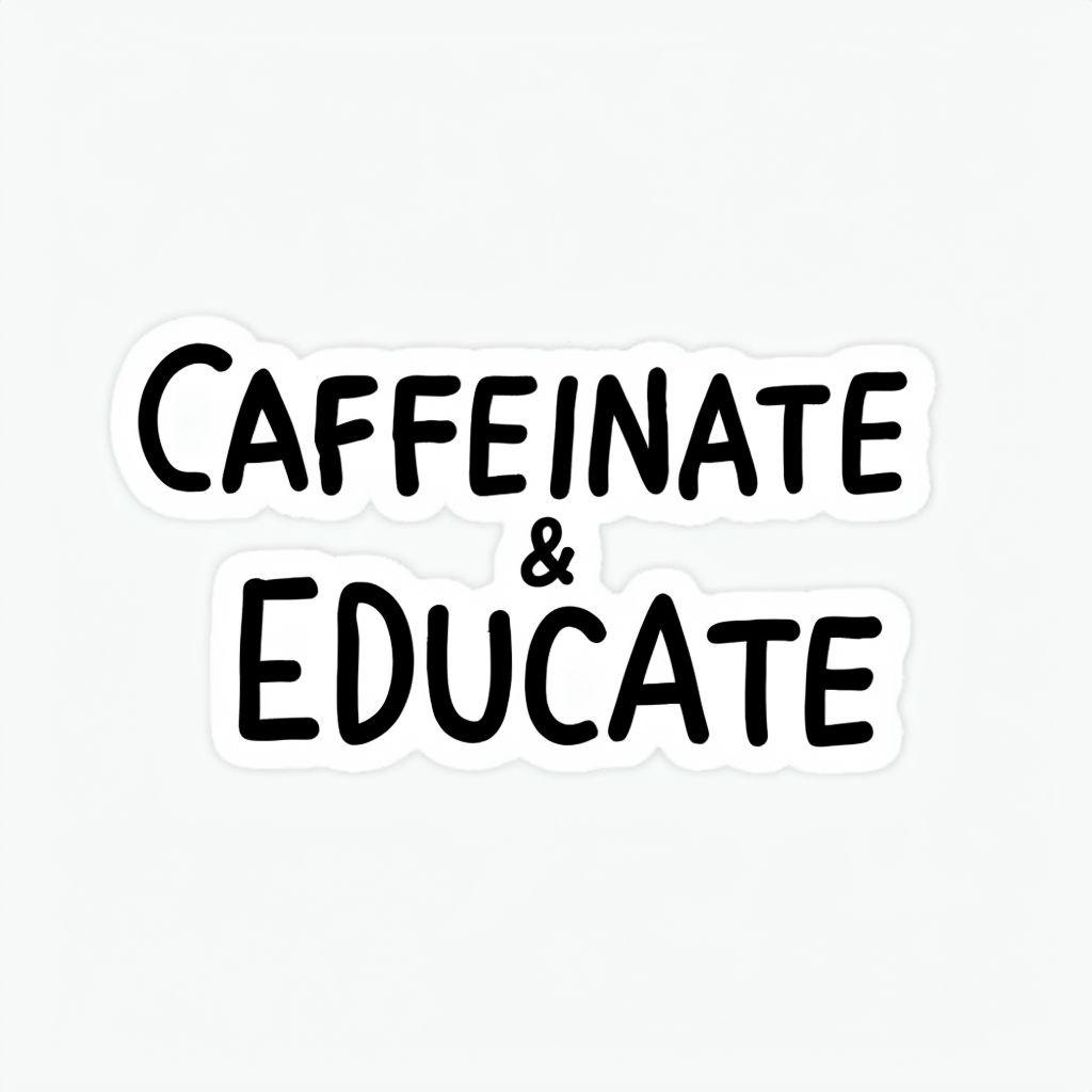 Playful Hand-Drawn Caffeinate & Educate Logo