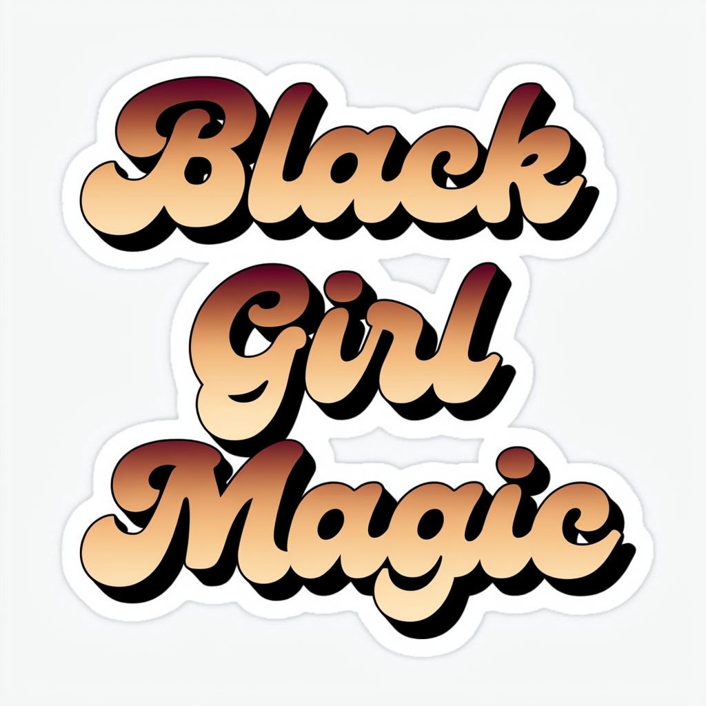 Empowering Black Girl Magic Text Design Sticker