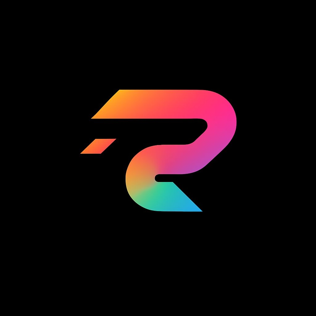 Vibrant Gradient Letter R Logo on Black Background