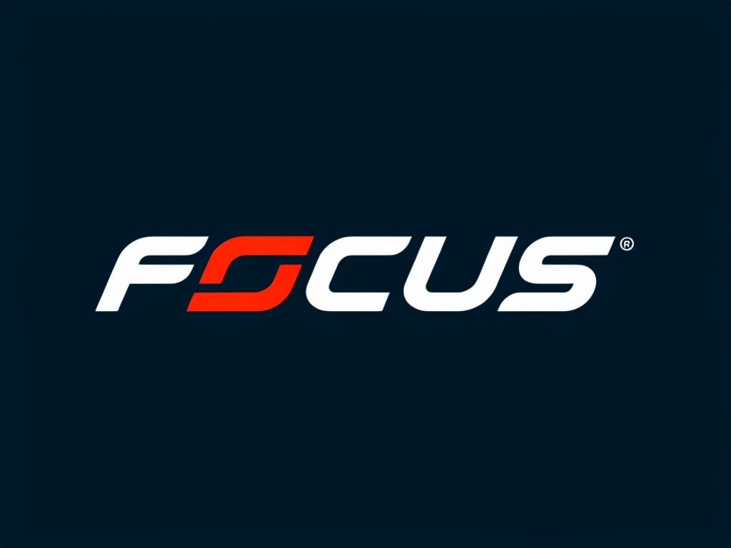 Minimalist Focus Logo Design with Bold Typography and Trademark Symbol Logo