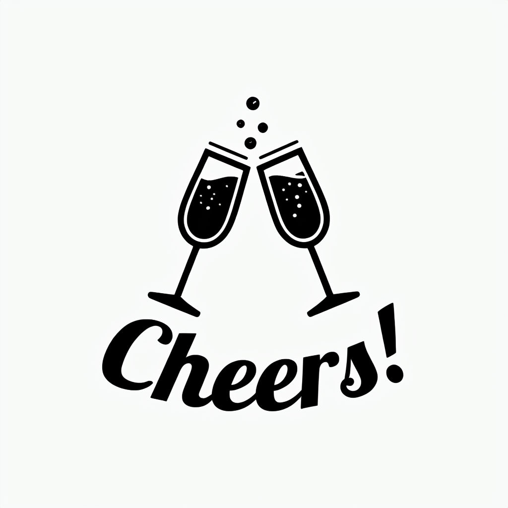 Cheers Toast with Black Wine Glasses and Bubbles T-Shirt