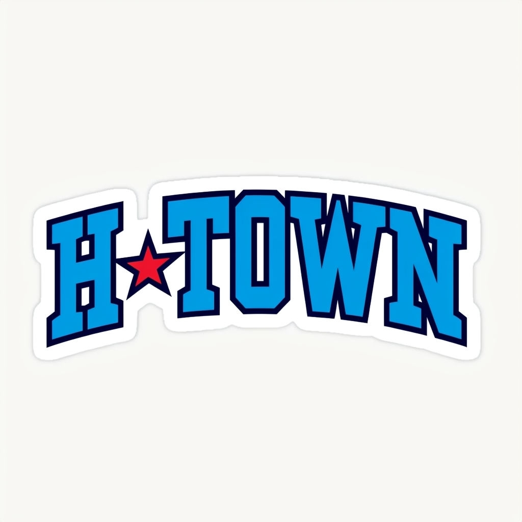 Bold H-TOWN Graphic Design with Red Star Sticker