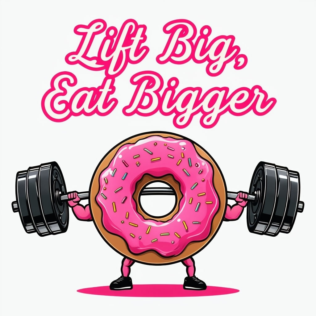 Playful Pink Frosted Donut Lifting Barbell Mug Design