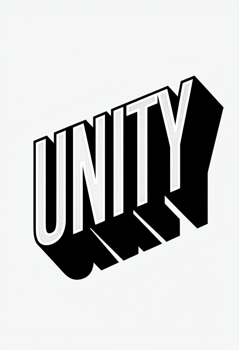 Bold White UNITY Typography Graphic T-Shirt Design