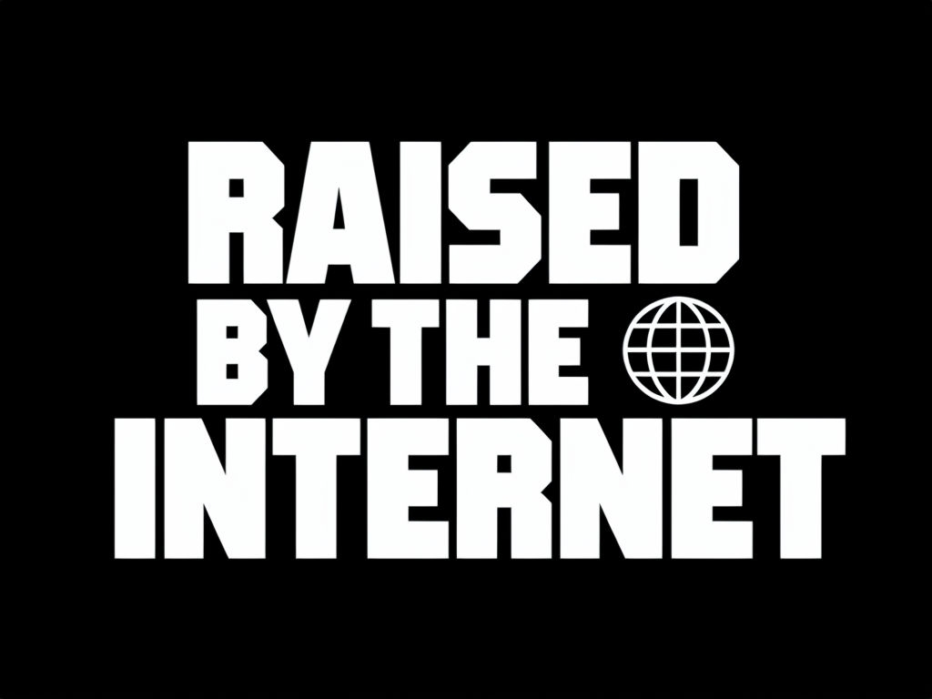 Raised by the Internet Bold Text and Globe Design T-Shirt