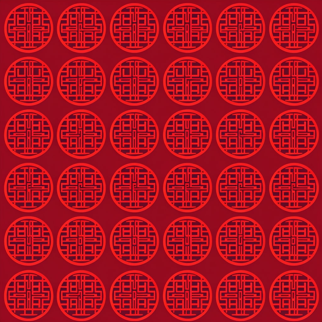 Intricate Red Chinese Motifs Symmetrical Pattern Design Seamless Patterns