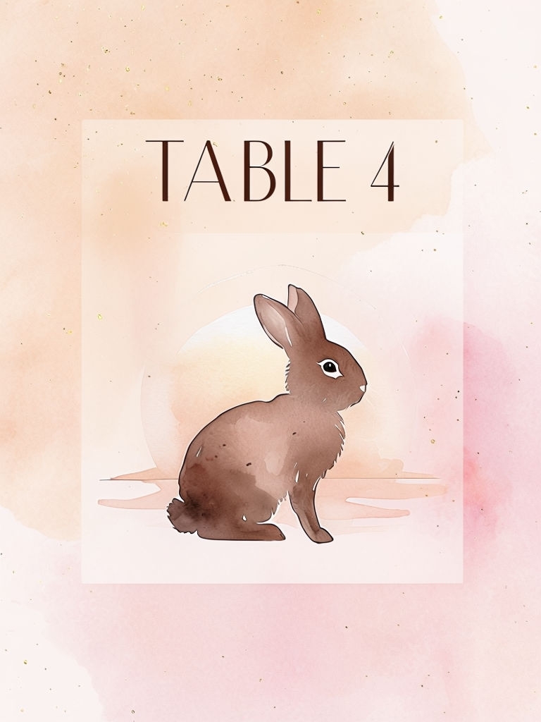 Elegant Easter Table Number Sign with Bunny Design Event Sign