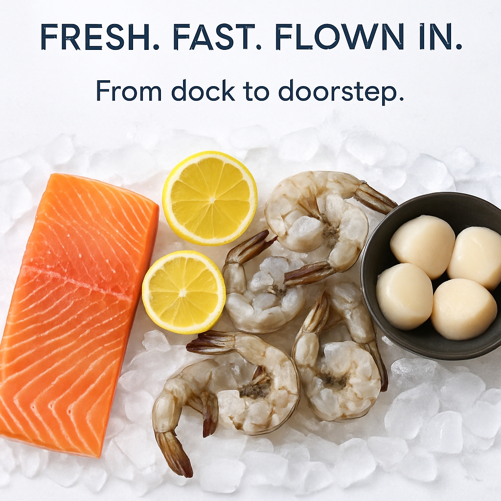 Fresh Seafood Arrangement with Salmon and Shrimp Ad
