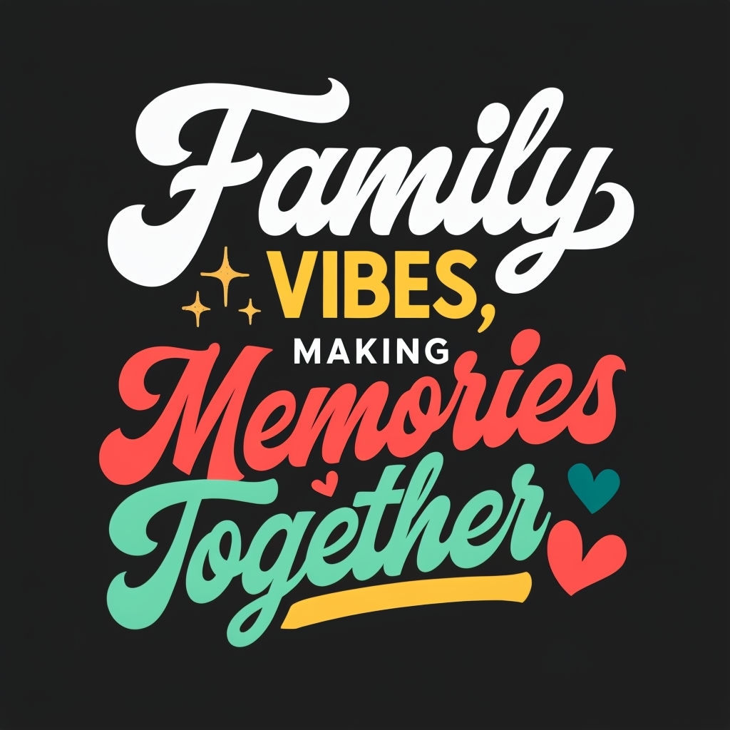 Vibrant Family Vibes Together Motivational Typography T-shirt