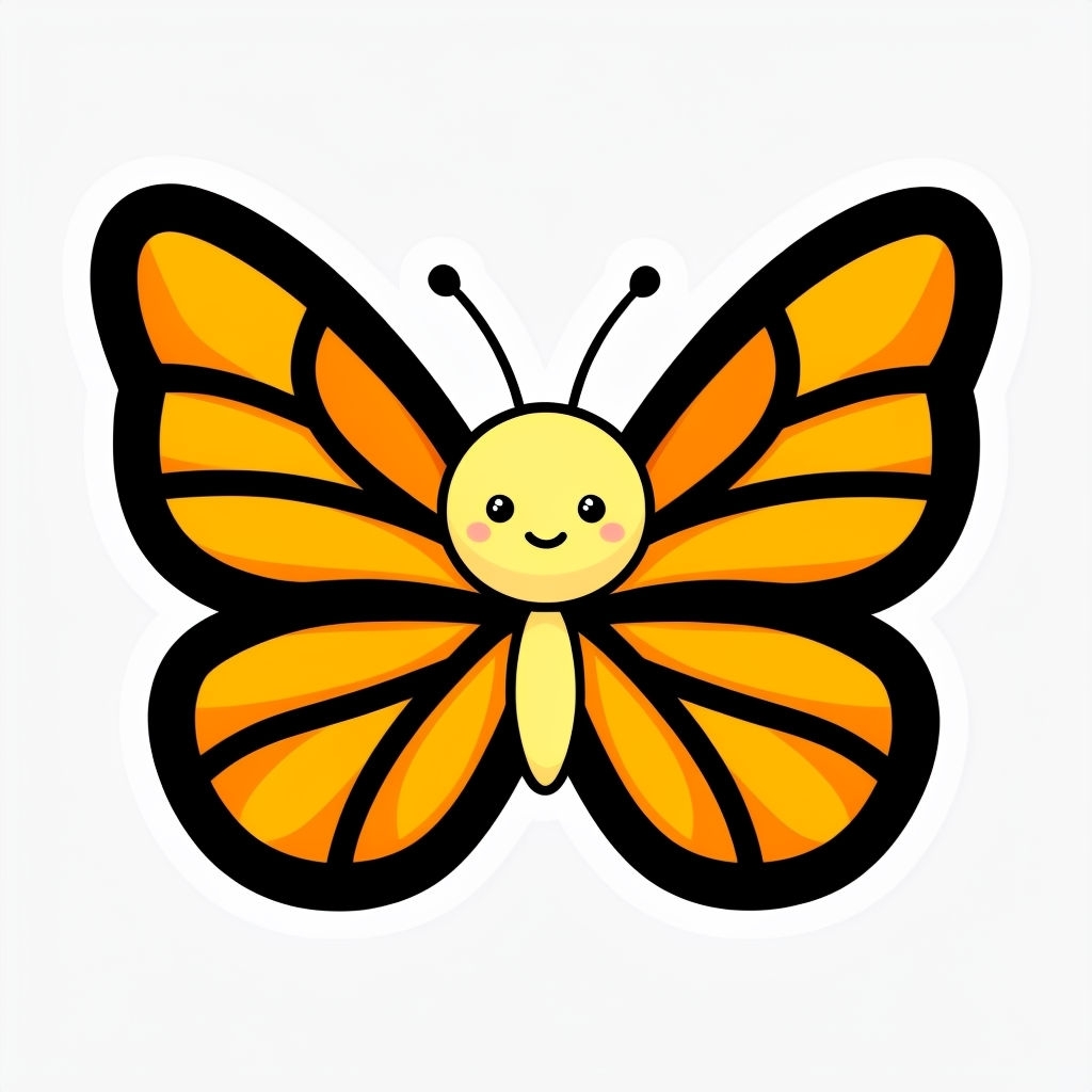 Cute Kawaii Cartoon Butterfly with Colorful Gradient Wings Sticker