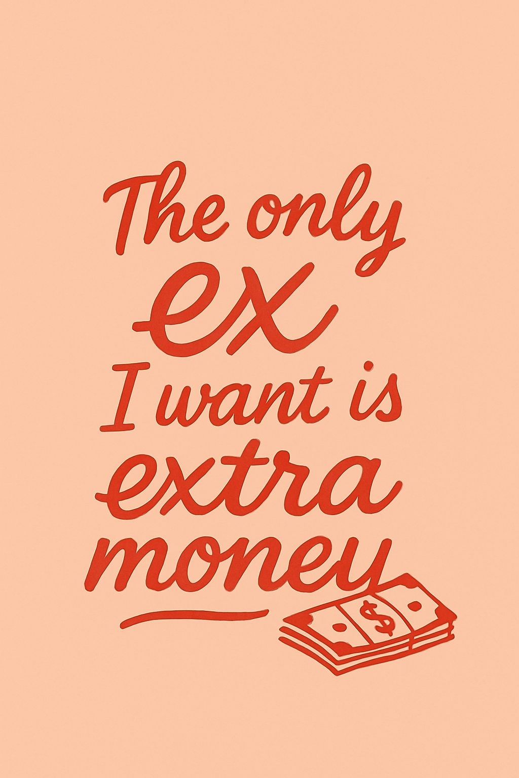 Playful Minimalist Quote on Money with Cursive Text Poster
