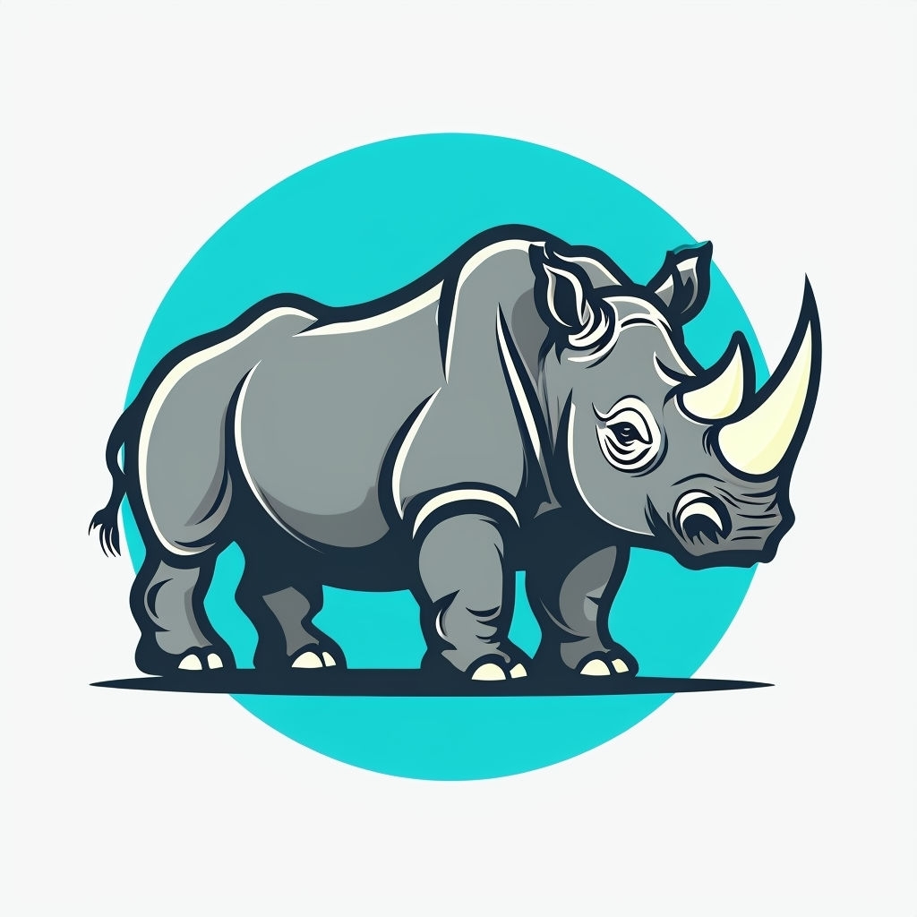 Minimalist Bold Rhinoceros Illustration Sticker