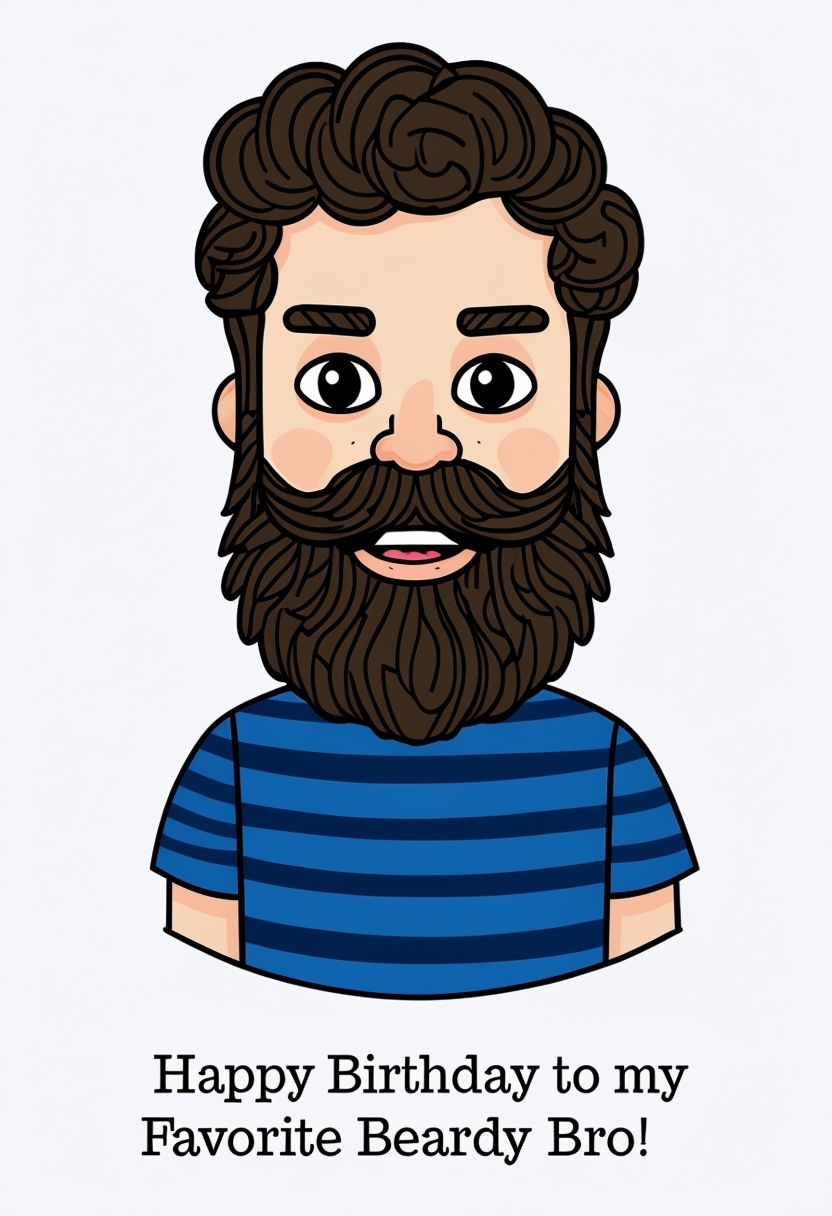 Cheerful Beardy Bro Birthday Card Illustration Design // Cards & Invites