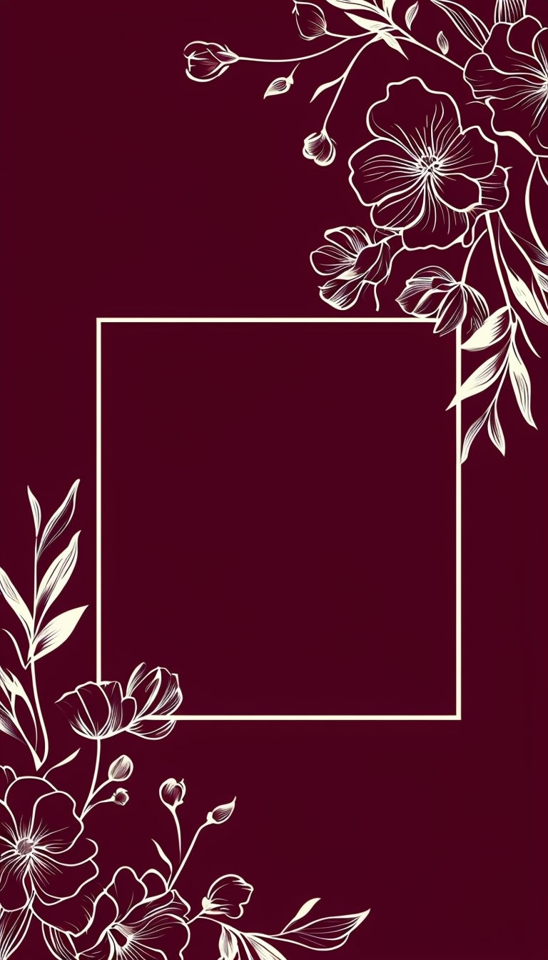 Elegant Floral Design on Deep Maroon Background Social Media Post