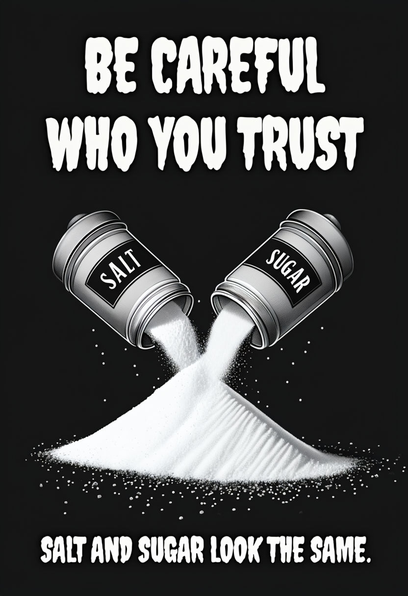 Be Careful Who You Trust Salt and Sugar Graphic Poster