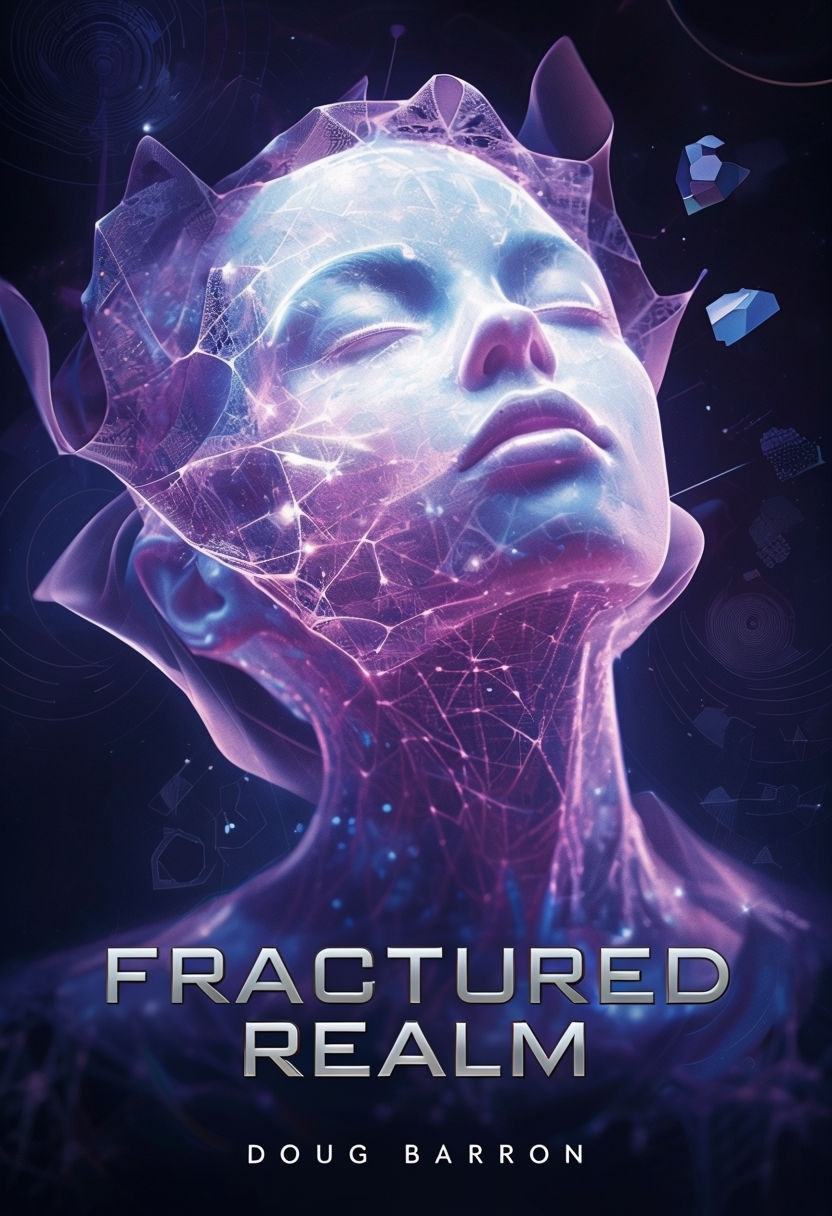 Luminous Human Face in Futuristic Fractured Realm Cover EBook Cover