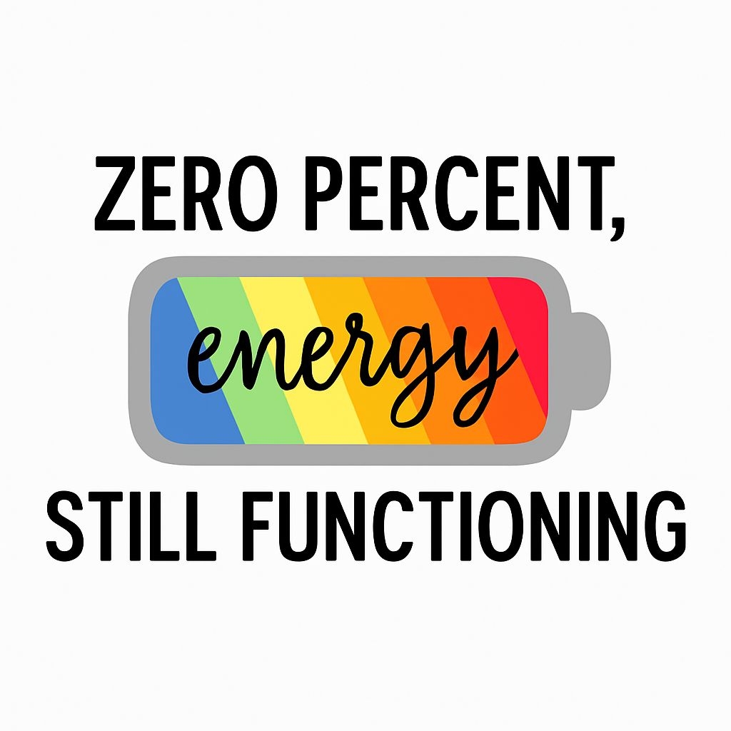 Motivational Rainbow Battery Icon with Energy Message Sticker