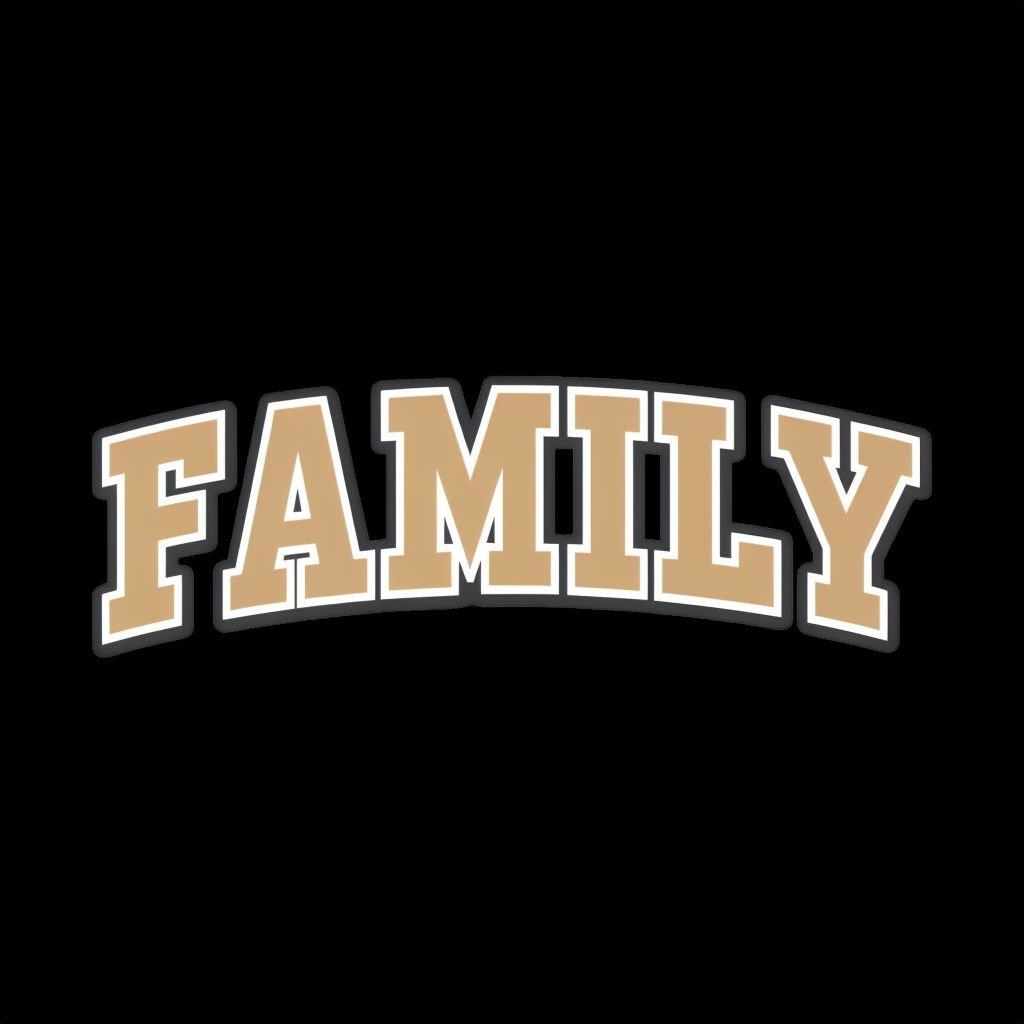 Bold Beige FAMILY Graphic on Black Background Hat