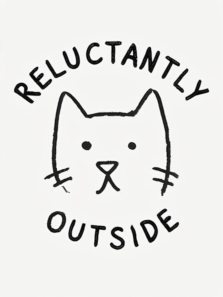 Minimalist Cat Face with Reluctantly Outside Text T-Shirt