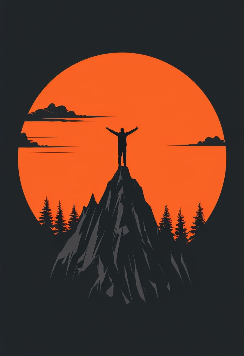 Dramatic Minimalist Landscape with Triumph Iconic Scene Social Media Post