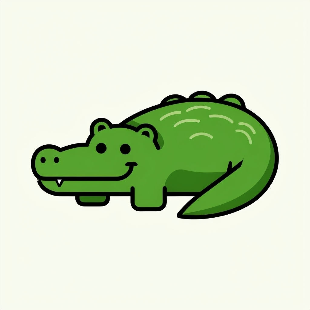Friendly Cartoon Crocodile Icon Illustration Sticker