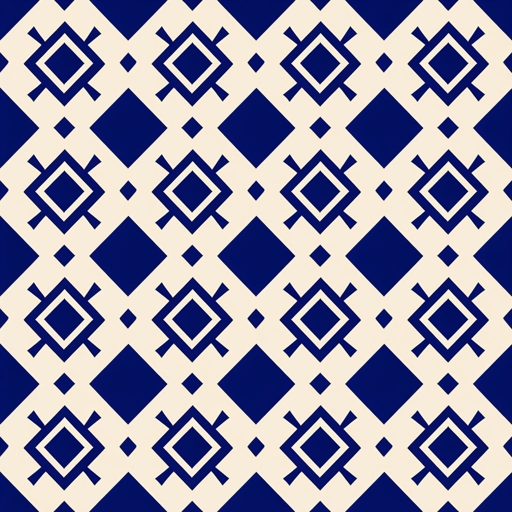 Navy Blue Geometric Diamond Lattice Seamless Pattern Design