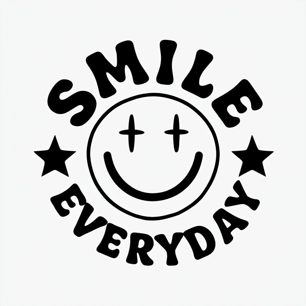 Smiley Face with Stars and Motivational Text T-Shirt