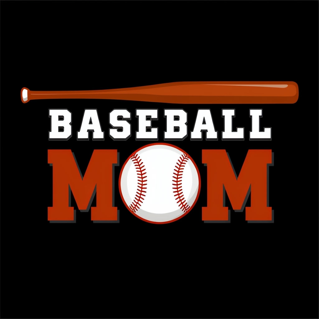 Bold Baseball MOM Graphic Design on Black Background Mug