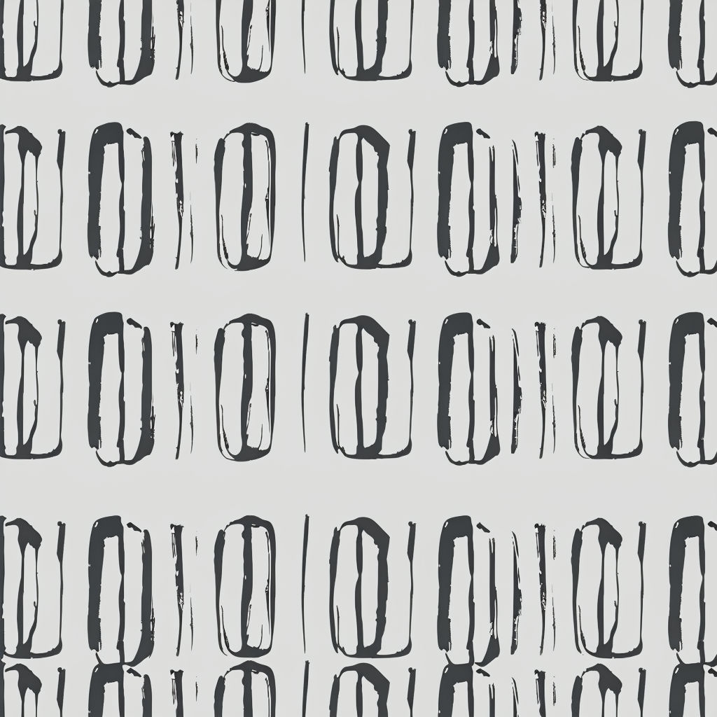 Hand-Drawn Dark Gray Geometric Shapes on Light Gray Background Seamless Pattern