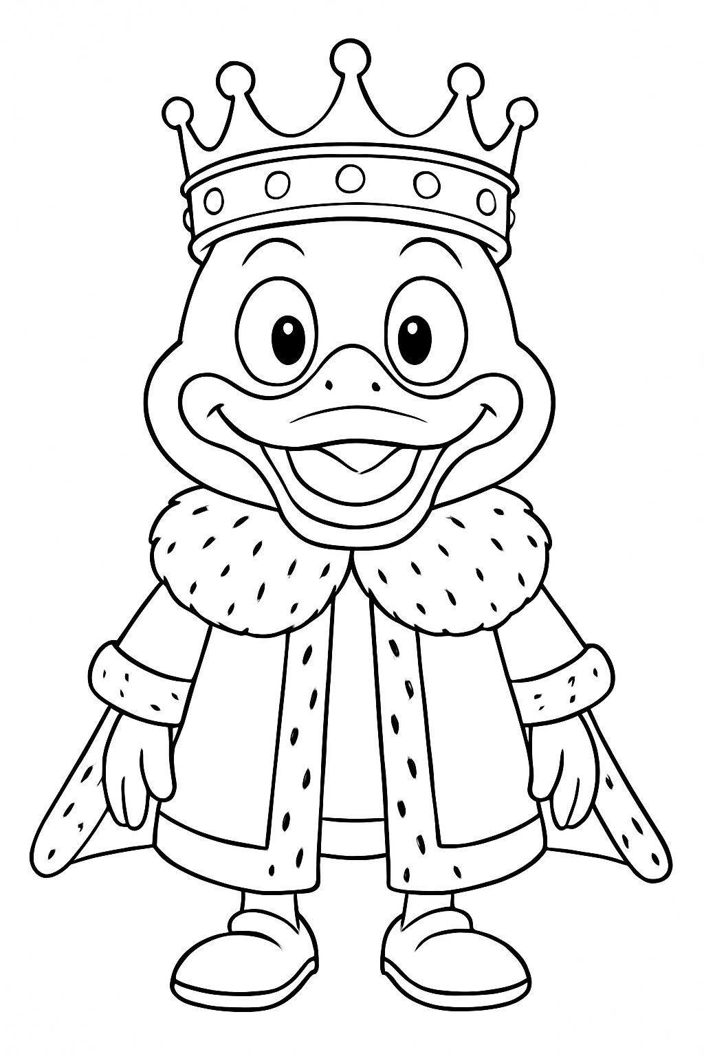 Regal Anthropomorphic Duck Character Line Drawing Coloring Page