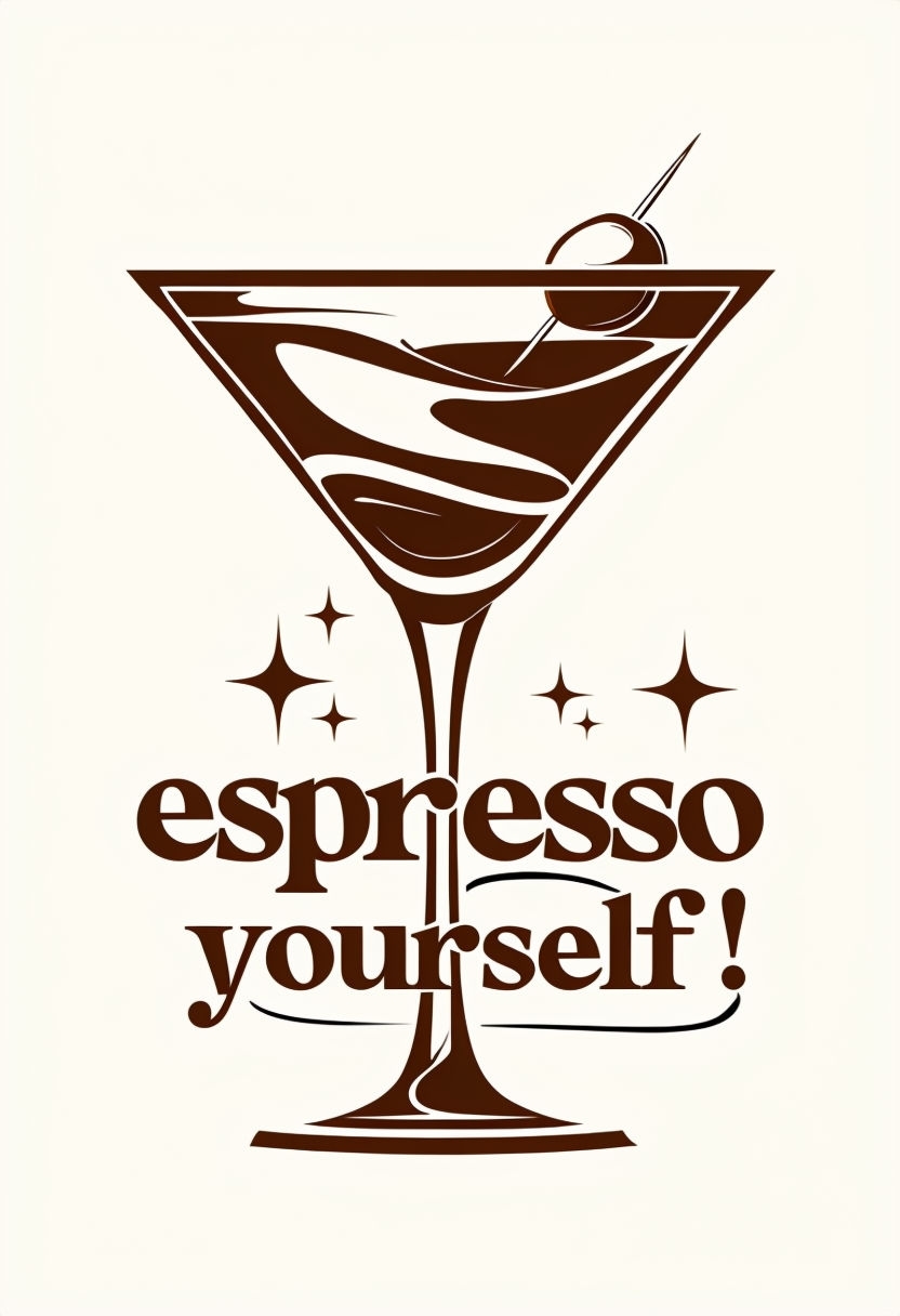 Espresso Yourself Minimalist Martini Glass Graphic Poster