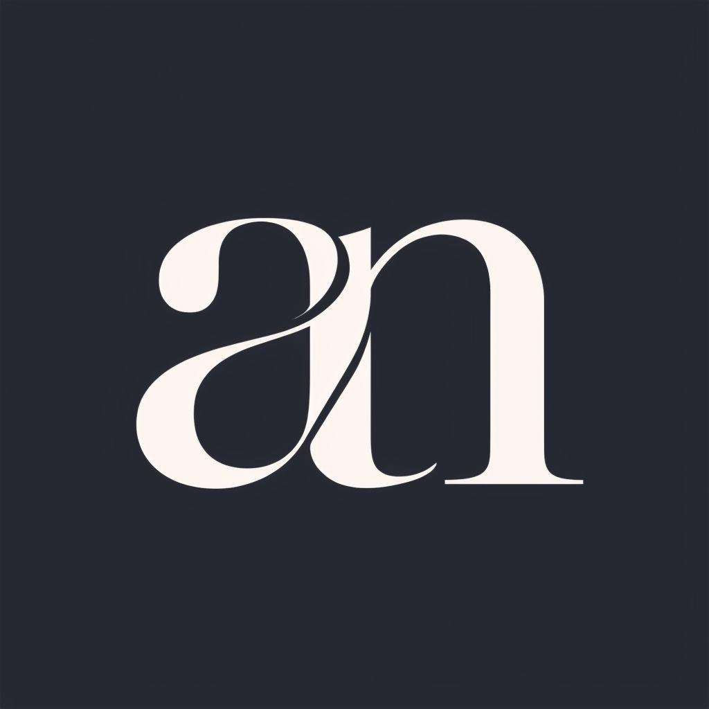 Elegant Minimalist White An Logo on Dark Charcoal Background Monogram