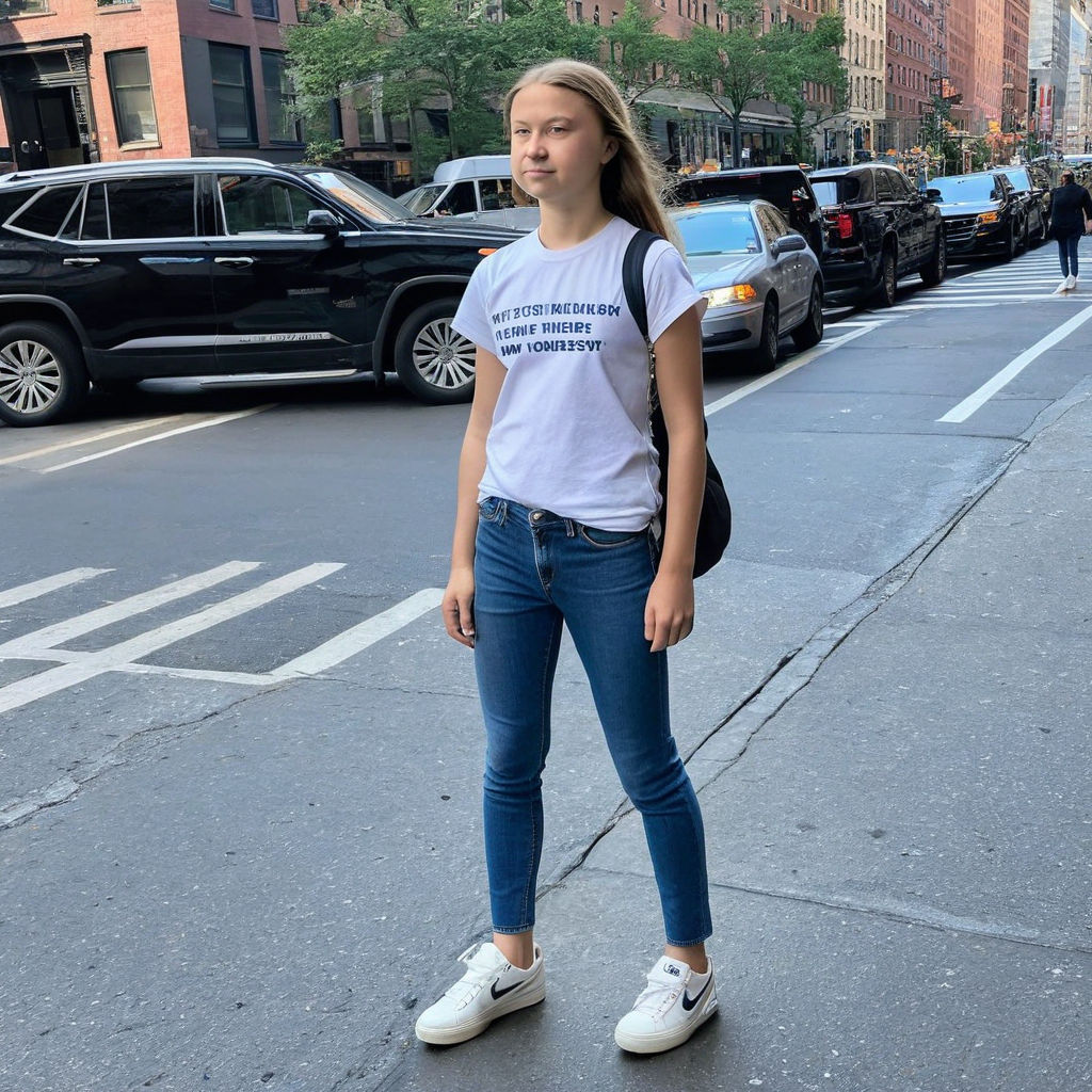 centered and fully within the viewing area thin greta thunberg