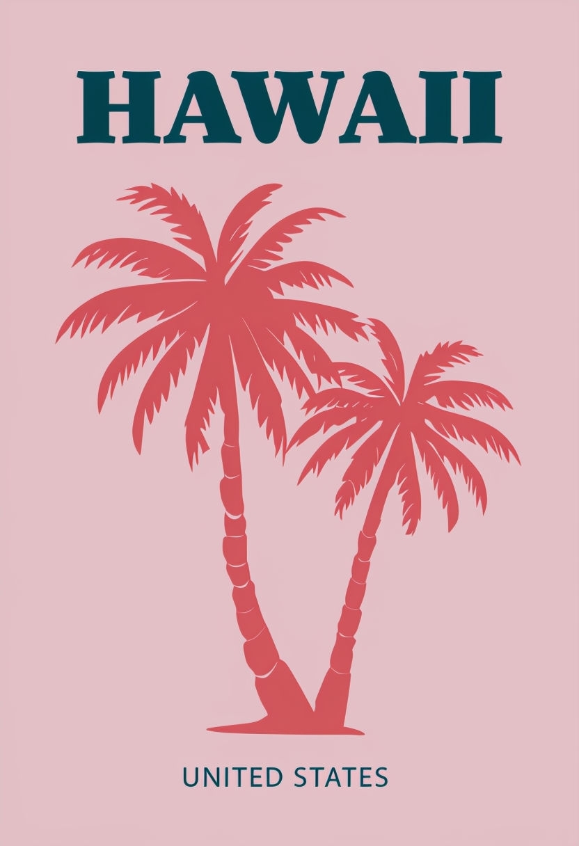 Minimalist Hawaii Palm Trees Graphic Design Poster