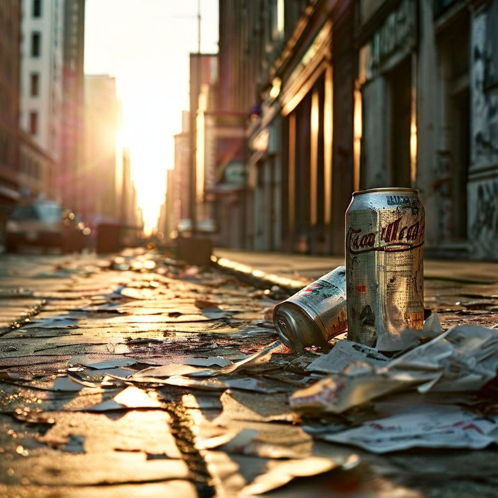 Litter scattered across an urban street by Micky Squalo - Playground