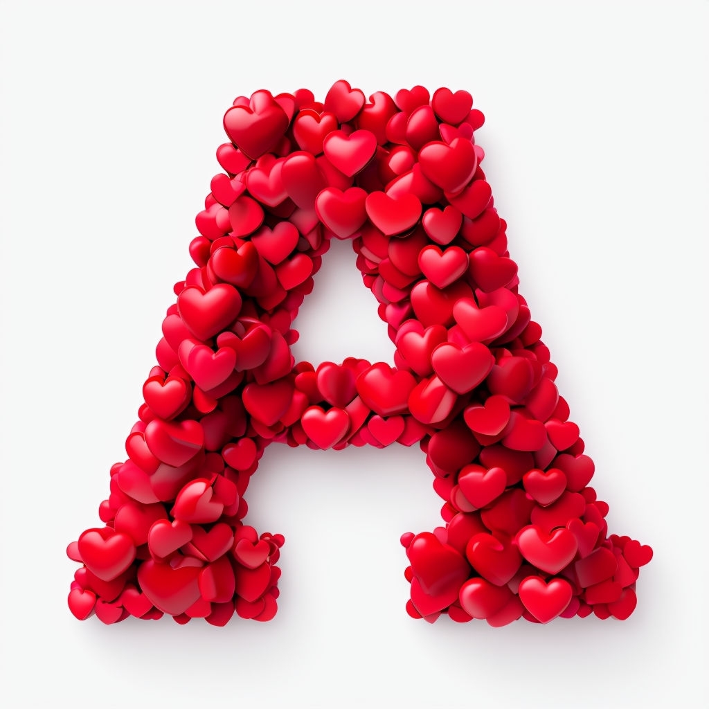 Vibrant Heart-Shaped Letter A Typography Design Sticker