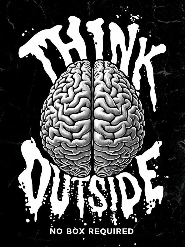Think Outside the Box Brain Graphic Design T-shirt