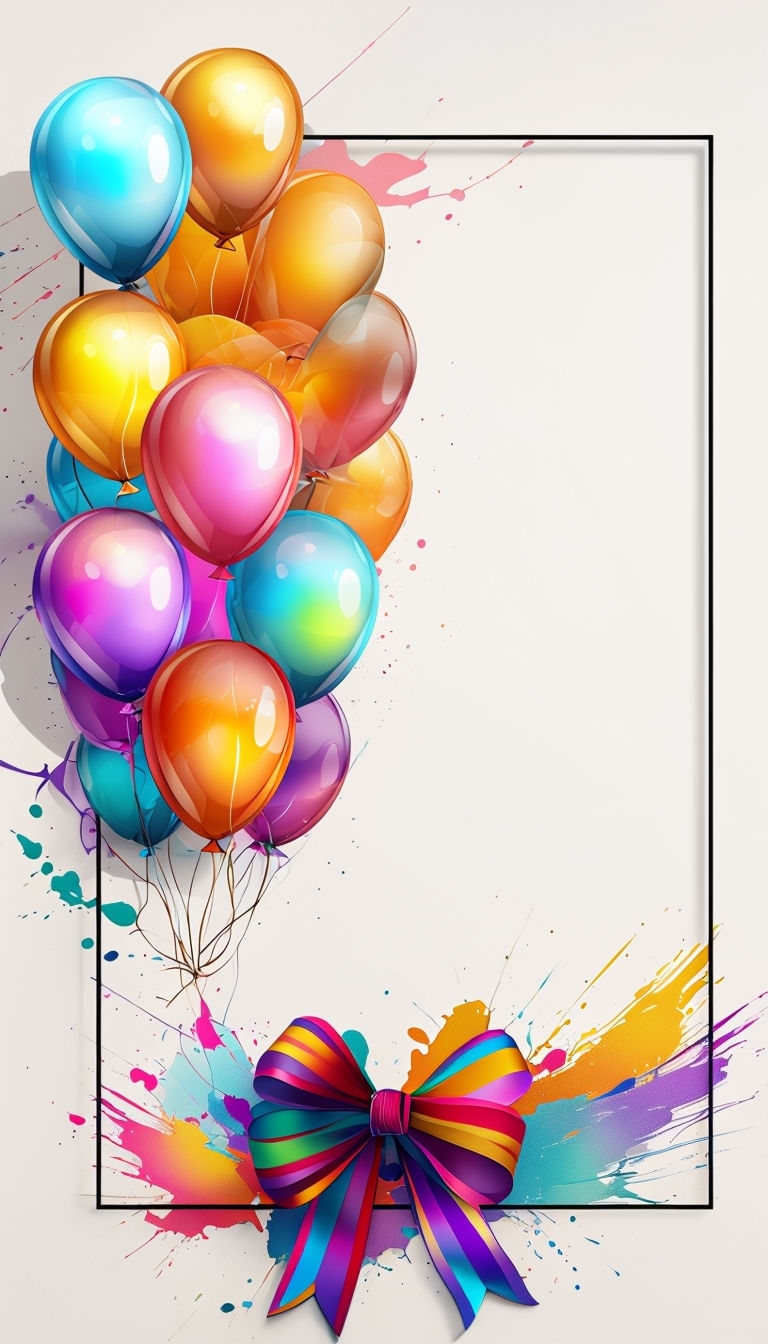 Vibrant Balloon Frame Digital Illustration for Celebration Social Media Post