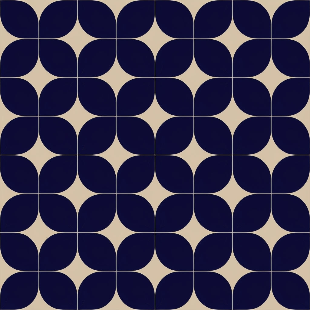 Navy Blue and Beige Geometric Flower Pattern Design Seamless Pattern