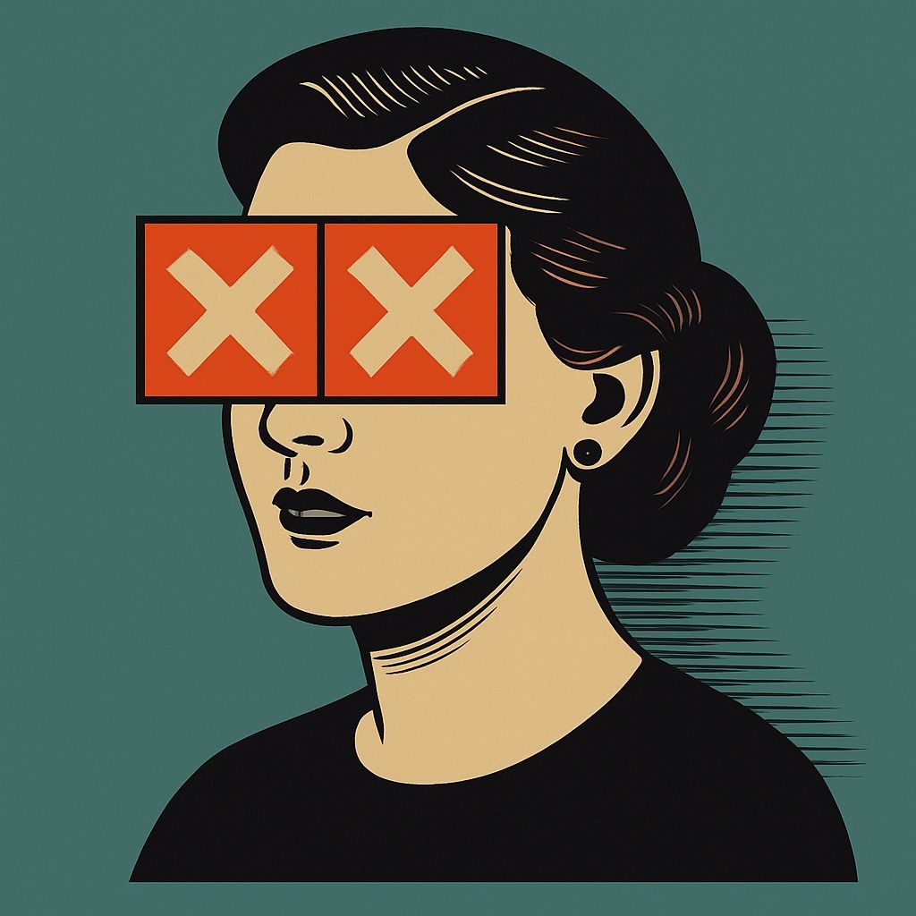 Surreal Pop Art Woman's Profile with Bold Crosses Illustration Art